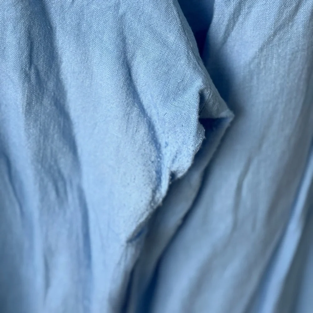 H&M Women’s Low Rise Light Blue Elastic Linen Pull On Pants Size Large